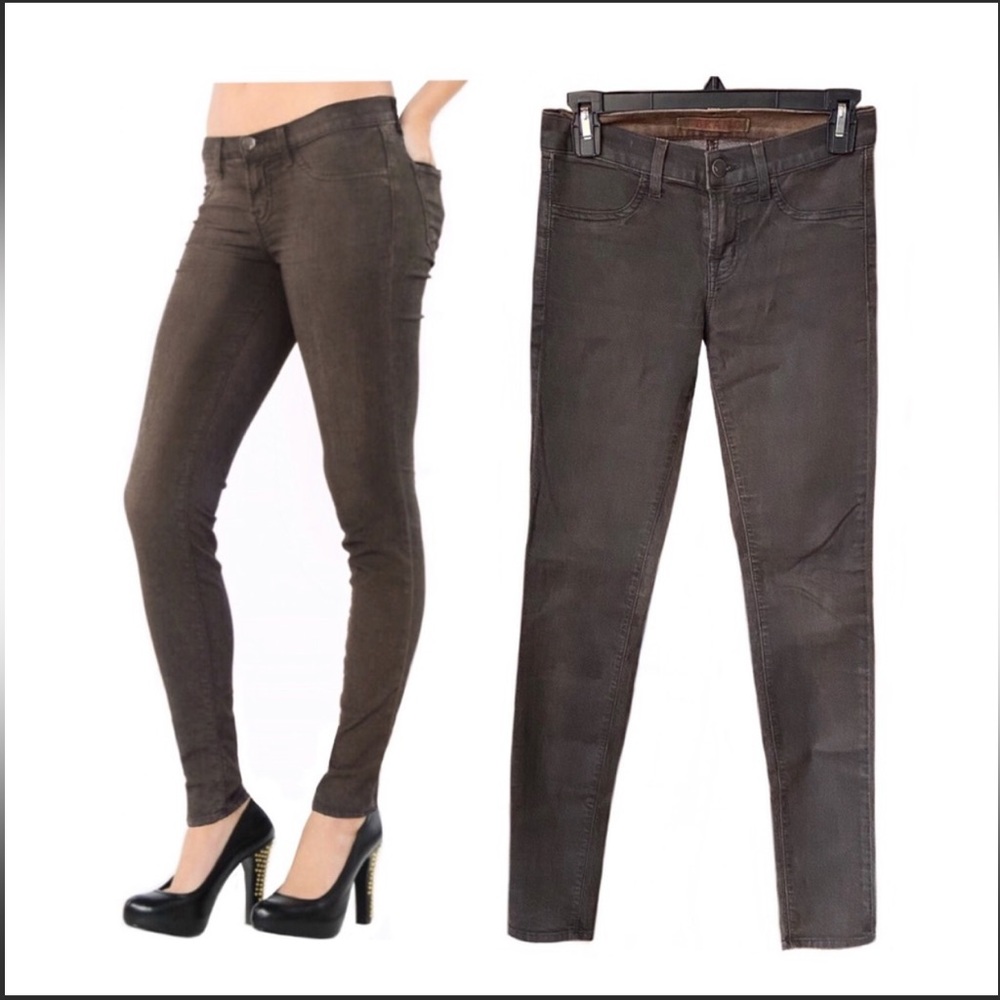 J Brand Mocha Waxed Legging Skinny Jeans 28